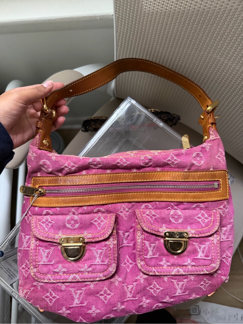Louis Vuitton Pink Monogram baggy PM Denim Shoulder Bag